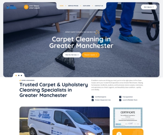 Trusted Carpet & Upholstery Cleaning Specialists in Greater Manchester - Pro Clean Carpet